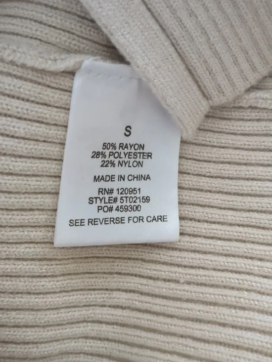 Small Pink Rose Ribbed Oatmeal Long Sleeve Cardigan - Picture 12 of 13